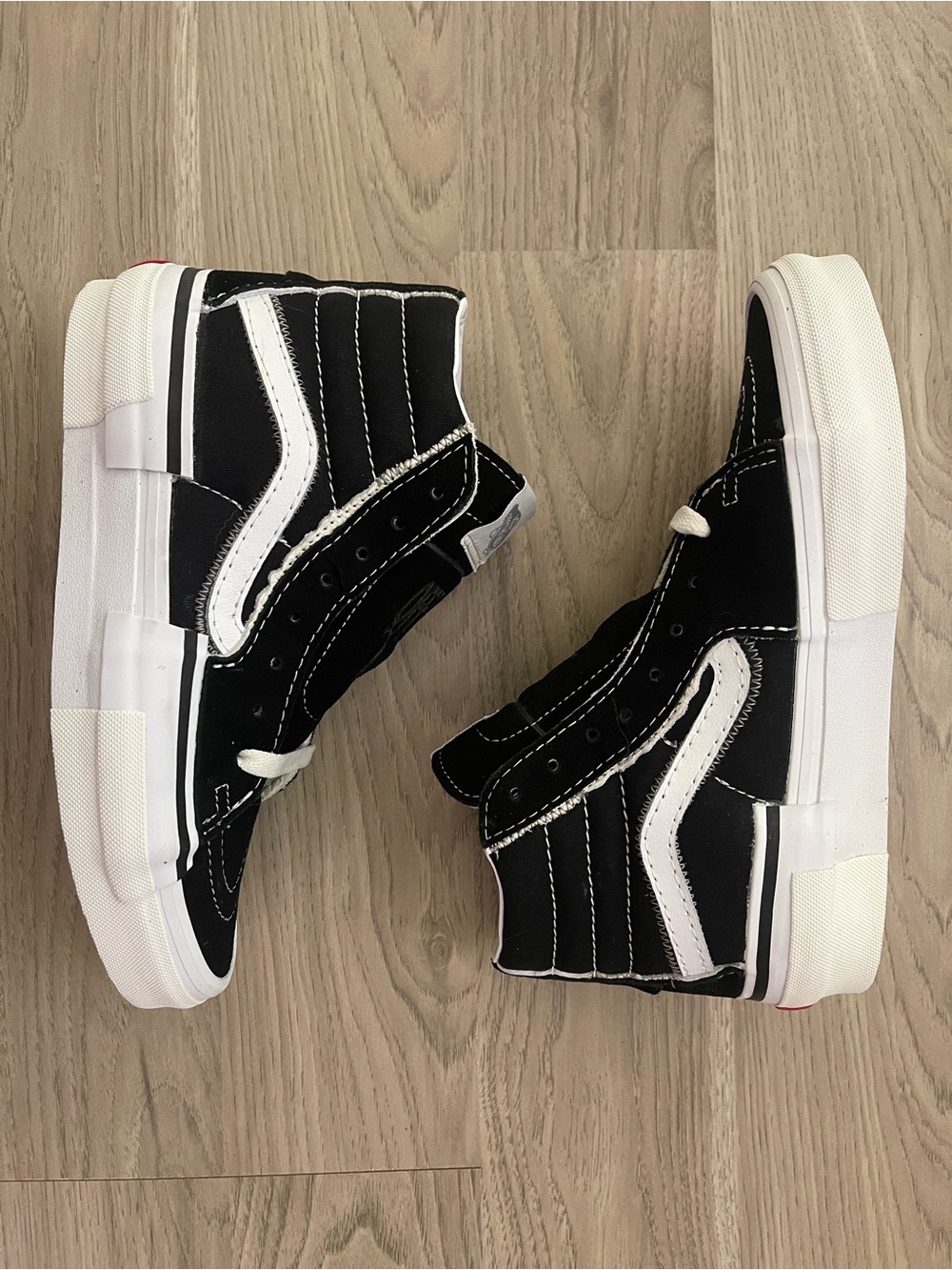 Vans Sk8-Hi Reconstruct Black and White High-Top Skate Sneakers - Women’s 7